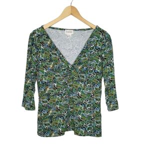 Aegean Stretch, Deep V Neck Twisted,  3/4 Sleeves Top